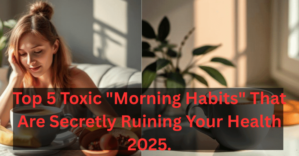 Top 5 Toxic "Morning Habits" That Are Secretly Ruining Your Health (2025) Introduction Mornings set the tone for the entire day. But did you know that some of your morning habits—even ones that seem harmless—could be secretly ruining your health? In 2025, as we face busier schedules and digital distractions, understanding these toxic morning habits has never been more crucial. Let’s explore the top 5 morning habits that damage your health, and how to replace them with healthier alternatives. Top 5 Toxic "Morning Habits" That Are Secretly Ruining Your Health (2025)Introduction✅ 1. Skipping BreakfastWhy It’s Bad:What Science Says (2025 Update):✅ Healthy Alternative:✅ 2. Reaching for Your Phone ImmediatelyWhy It’s Bad:What Science Says (2025 Insight):✅ Healthy Alternative:✅ 3. Drinking Coffee on an Empty StomachWhy It’s Bad:2025 Medical Findings:✅ Healthy Alternative:✅ 4. Not Getting Morning SunlightWhy It’s Bad:2025 Health Update:✅ Healthy Alternative:✅ 5. Rushing Through Your Morning Without Hydration Morning HabitsWhy It’s Bad:2025 Scientific Insight:Morning Habits✅ Healthy Alternative:🌱 Bonus: Combine Good Habits for a Power-Packed Morning✅ Quick Summary Table✅ Final Thoughts✅ Key Takeaways ✅ 1. Skipping Breakfast Many people skip breakfast to save time, lose weight, or because they’re simply not hungry. However, skipping breakfast is one of the most toxic morning habits that can derail your health in the long run. Why It’s Bad: Disrupts blood sugar levels Lowers energy and concentration Increases the risk of heart disease Leads to overeating later in the day What Science Says (2025 Update): A recent 2025 study from the American Journal of Clinical Nutrition found that individuals who skipped breakfast were 27% more likely to develop metabolic disorders than those who ate a balanced morning meal. ✅ Healthy Alternative: Choose a high-protein, high-fiber breakfast like eggs, oatmeal, or smoothies. Add superfoods like chia seeds, flaxseeds, and berries. Bonus Tip: Pre-plan your breakfast the night before to avoid excuses. ✅ 2. Reaching for Your Phone Immediately One of the most common yet overlooked unhealthy morning habits is checking your phone right after waking up. Whether it’s emails, social media, or the news, this habit can create immediate stress and anxiety. Why It’s Bad: Increases cortisol (stress hormone) Shortens your attention span Promotes negative mental health patterns Disrupts your morning focus What Science Says (2025 Insight): Psychologists in 2025 emphasize that starting the day with screen exposure can shrink attention capacity by up to 20% throughout the day. ✅ Healthy Alternative: Start your day with mindfulness or meditation. Use the first 30 minutes for journaling or light stretching. Replace phone scrolling with reading or deep breathing exercises. Green Habit: Try a digital detox morning routine once a week to reset your mind. ✅ 3. Drinking Coffee on an Empty Stomach A hot cup of coffee is a staple for many, but drinking coffee on an empty stomach is a hidden toxic habit that can lead to serious health issues. Why It’s Bad: Increases stomach acid production leading to gastritis Spikes cortisol levels unnecessarily Can cause heartburn and digestive discomfort 2025 Medical Findings: Gastroenterologists now advise that the gut microbiome is especially sensitive in the morning. Coffee on an empty stomach can disrupt gut flora balance, which is essential for overall gut health. ✅ Healthy Alternative: Drink a glass of warm water with lemon before coffee. Pair your coffee with a small snack like nuts or toast. Switch to herbal tea or green tea if sensitive. Pro Tip: Adding collagen powder to coffee can help protect your gut lining. ✅ 4. Not Getting Morning Sunlight Avoiding sunlight might not seem harmful, but not getting morning sunlight is a silent health saboteur. Why It’s Bad: Disrupts circadian rhythms Leads to vitamin D deficiency Affects mood and mental health Reduces sleep quality 2025 Health Update: Studies now show that exposure to morning sunlight within the first hour of waking improves melatonin production at night, enhancing sleep and reducing depression risks. ✅ Healthy Alternative: Spend at least 10-20 minutes outdoors each morning. Combine sunlight with a morning walk or light stretching. Use a sunlight therapy lamp in winters or cloudy days. Bonus: Morning sunlight helps regulate hormones, boosting energy levels naturally. ✅ 5. Rushing Through Your Morning Without Hydration Morning Habits Waking up dehydrated is normal after hours of sleep, but not drinking water first thing in the morning is a dangerous routine. Why It’s Bad: Slows metabolism Increases toxin buildup Impairs cognitive function Contributes to fatigue and headaches 2025 Scientific Insight:Morning Habits Experts highlight that even 1-2% dehydration can reduce cognitive function and alertness. Your body needs hydration to kickstart digestion and metabolism. ✅ Healthy Alternative: Drink 16-20 oz (500-600 ml) of water upon waking. Add electrolytes or Himalayan salt for enhanced hydration. Infuse your water with mint, cucumber, or lemon for extra benefits. Green Tip: Use a reusable, eco-friendly water bottle to track your morning hydration. 🌱 Bonus: Combine Good Habits for a Power-Packed Morning Imagine replacing these toxic habits with: A nutritious breakfast A hydration ritual Mindful time before screens A short walk in the morning sun A balanced coffee routine You’ll notice better energy, enhanced focus, and improved overall health and wellbeing. ✅ Quick Summary Table Toxic HabitHealth RiskHealthy SwapSkipping BreakfastBlood sugar crashes, overeatingHigh-protein breakfastPhone in the MorningStress, poor focusMeditation, readingCoffee on Empty StomachGut issues, cortisol spikeWater + small snack before coffeeNo Morning SunlightPoor sleep, low mood10-20 min sunlight exposureNo Morning HydrationFatigue, toxins buildup500-600 ml water with lemon ✅ Final Thoughts Our morning routines shape our health more than we realize. By identifying and replacing these top 5 toxic morning habits, you’ll be investing in better physical and mental health—not just for today but for your future self. Remember: Small changes in the morning can lead to big transformations over time. ✅ Key Takeaways Skipping breakfast can harm metabolism. Phone use in the morning triggers stress and short attention spans. Coffee on an empty stomach is bad for gut health. Morning sunlight is essential for mood and sleep. Hydration is non-negotiable to kickstart body functions.